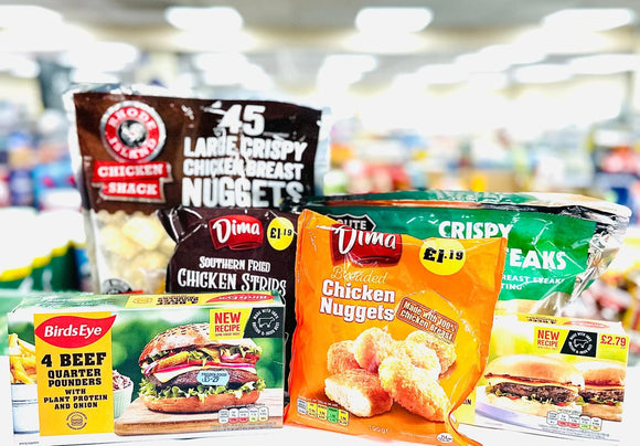 Frozen chicken nuggets & burgers