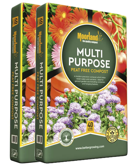2x Growmoor Multi Purpose Peat Free Compost 40ltr