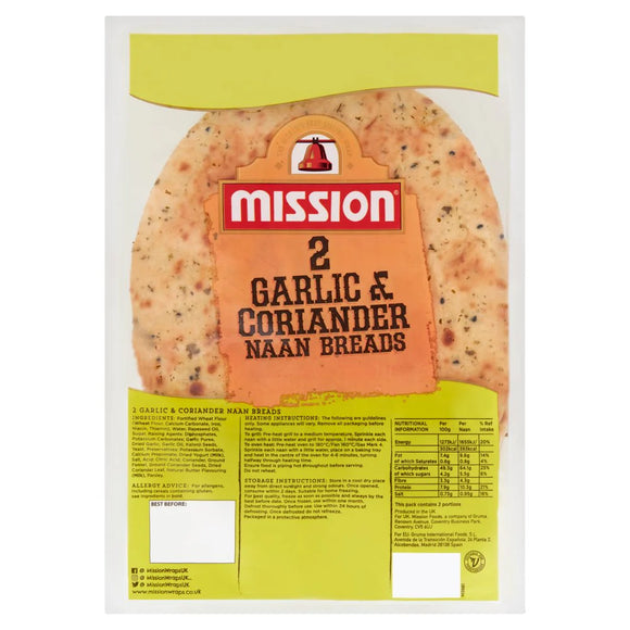 Mission Garlic & Coriander Naan Breads 2pack