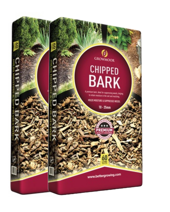 2x Growmoor Chipped Bark 60ltr