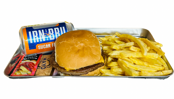 Premier Cheese Burger, Fries & Irn Bru Sugar Free 330ml
