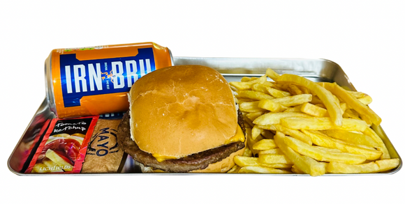 Premier Cheese Burger, Fries & Irn Bru 330ml