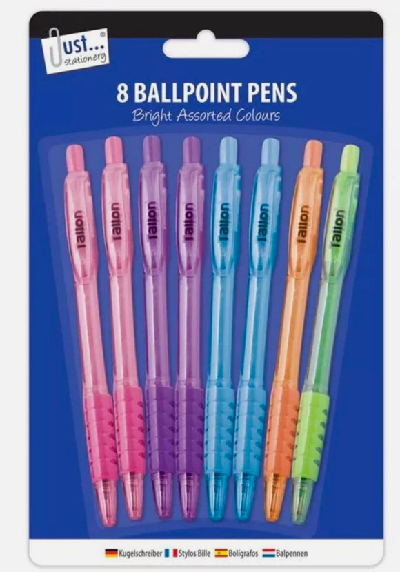 Just Stationery Ballpoint Pens 8Pack