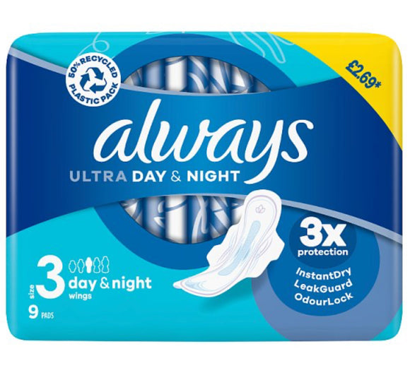 Always Ultra Day & Night Pads (S3) Wings x 9