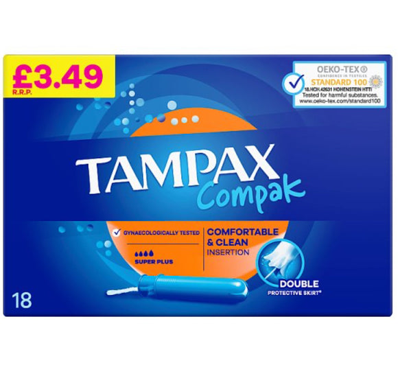 Tampax Compak Super Plus Tampons With Applicator x18