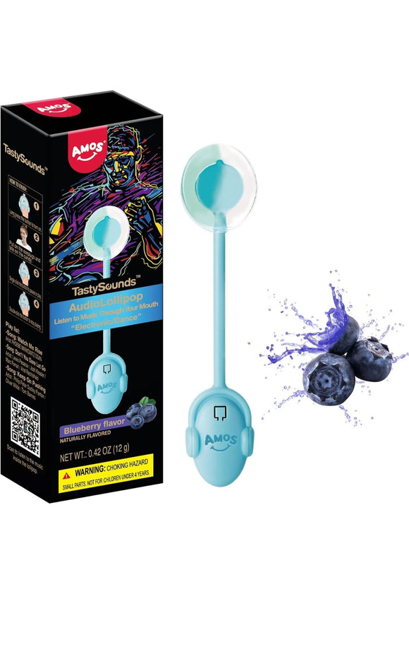 Amos Music Lollipop Candy, Blueberry Flavour Audio Musical Lollipop