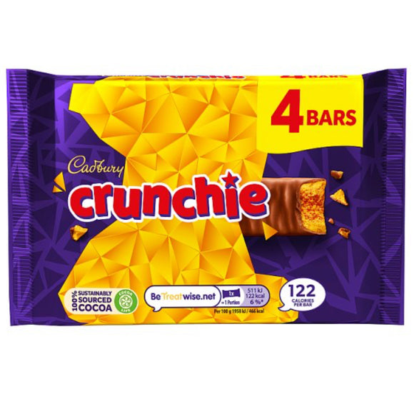 Cadbury Crunchie Chocolate Bar 4 Pack Multipack, 104.4g