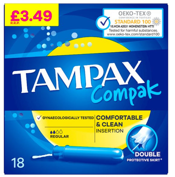 Tampax Compak Regular Tampons With Applicator X18