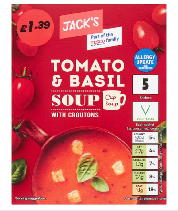 Jack's Tomato & Basil Cup Soup 5 x 24g (120g)