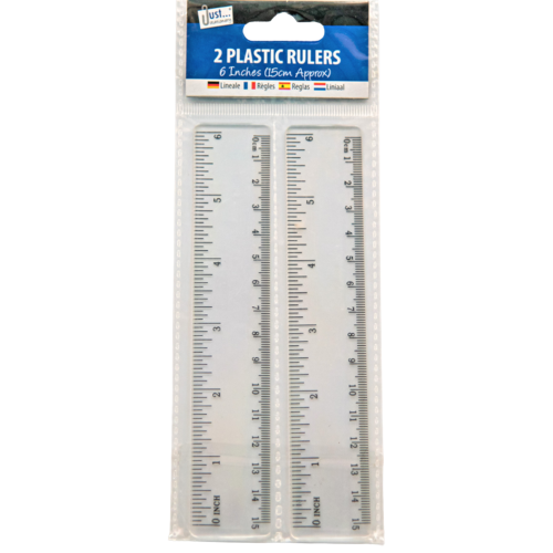 Just Stationery Plastic Rulers Twin Pack 6inches