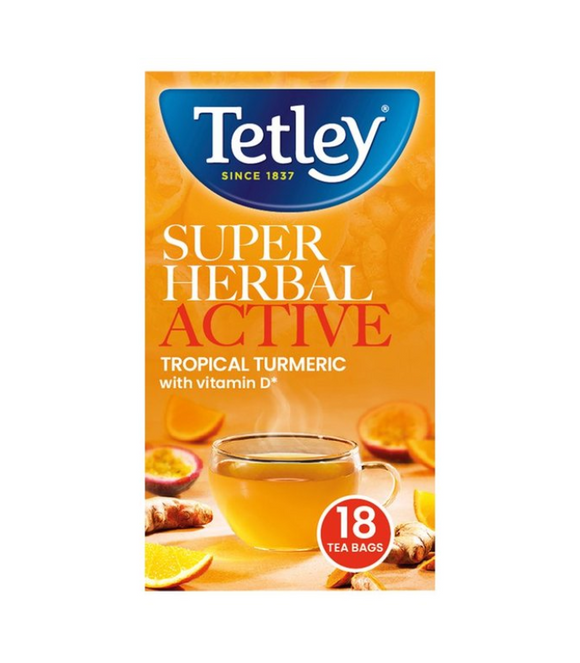 Tetley Super Herbal Tropical Turmeric 18 Tea Bags 32.4g
