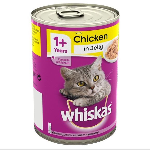 Whiskas - Adult Wet Cat Food Tin - Chicken in Jelly - 390g